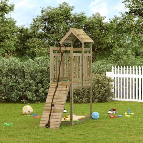 Ankonbej Spielturm mit Kletterwand Imprägniertes Kiefernholz