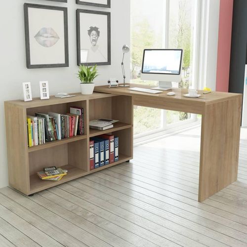 The Living Store Eckschreibtisch 4 Regale Eiche