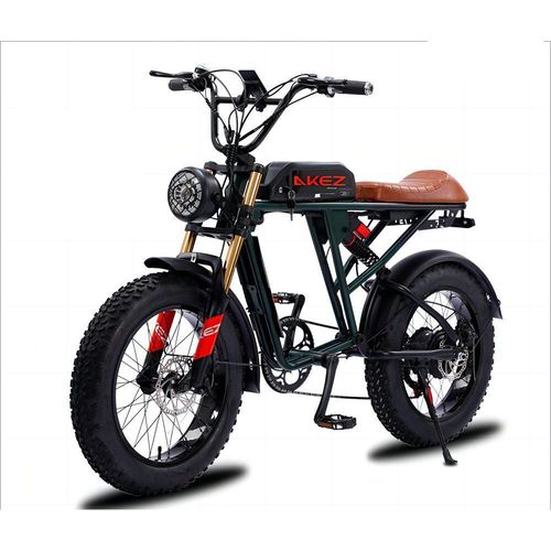E-Bike AKEZ S2 13AH 20Zoll 7 Gang Elektrofahrrad E-Bike LCD Drei Modi, 7 Gang, Kettenschaltung, Motor: 48V Hochgeschwindigkeitsmotor,Grün