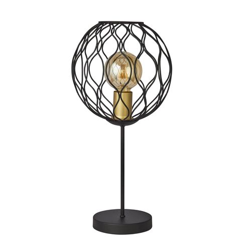 Finesse Tischleuchte Metallschirm schwarz mit goldfarbener Fassung E27 51,5cm Höhe
