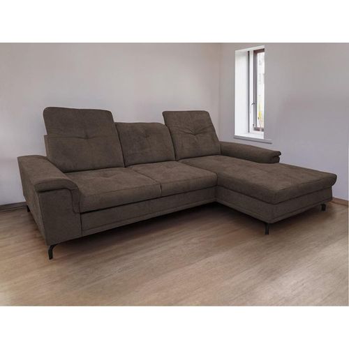 Ecksofa BRITTA L - Wohnlandschaft Polstersofa Polstercouch - RECHTE SEITE (Braun - MIL 17704)