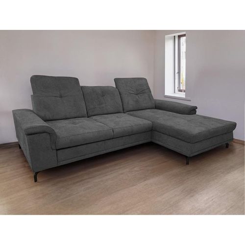 Ecksofa BRITTA L - Wohnlandschaft Polstersofa Polstercouch - RECHTE SEITE (Bunkelgrau - MIL 17716)