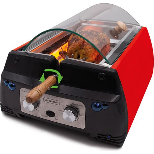 Livington Rotisserie Chef rot - Indoor-Drehgrill und Tischgrill-Kombination