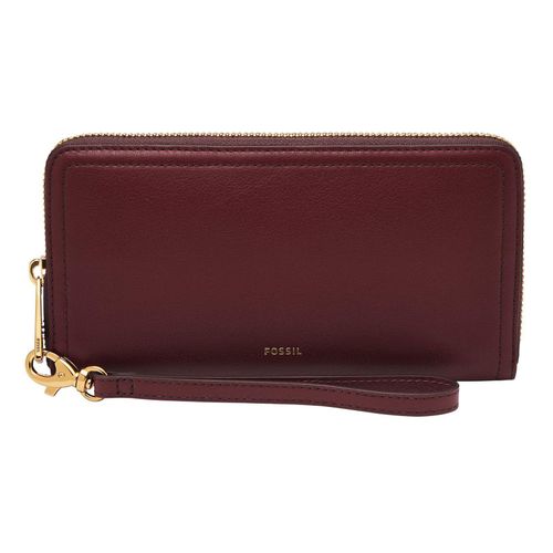 FOSSIL Logan RFID Zip Around Clutch Mahogany