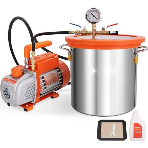 Multifunktionspumpe - Vakuumpumpe mit 11L Vakuumkammer - 100L/min Unterdruckpumpe - 150W Ac 220V/50Hz 1440U/min - 5pa - 250ml-Ölkapazität - HVAC-Vakuumgeräte - Kühlvakuumpumpe