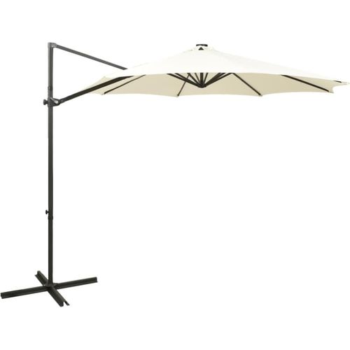 Ampelschirm mit Mast und LED-Leuchten Sandfarben 300 cm , Markisen Design 2024