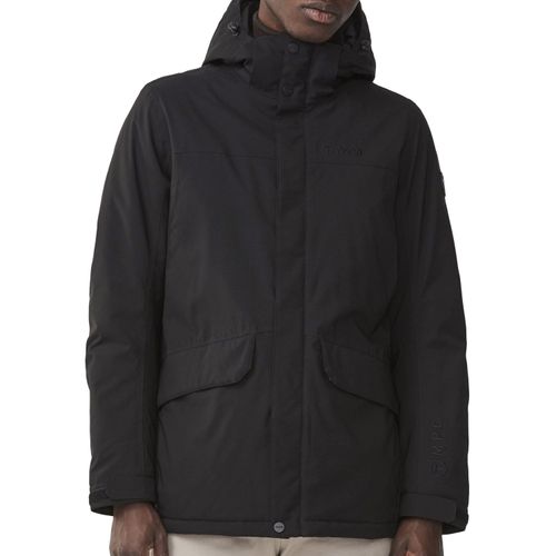 Tenson Winterjacke schwarz einfarbig Reißverschluss + Knopf normale Passform abnehmbare Kapuze