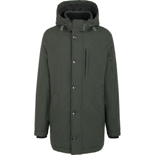 Bugatti wattierte Winterjacke grün einfarbig Reißverschluss + Knopf weite Passform