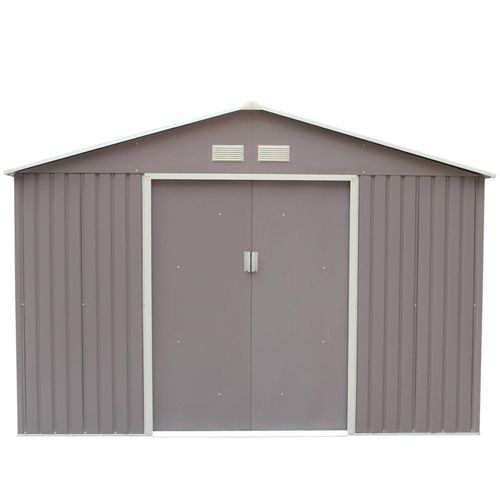 SANCY Gartenhaus 10,85 m² aus grauem korrosionsbeständigem Stahl