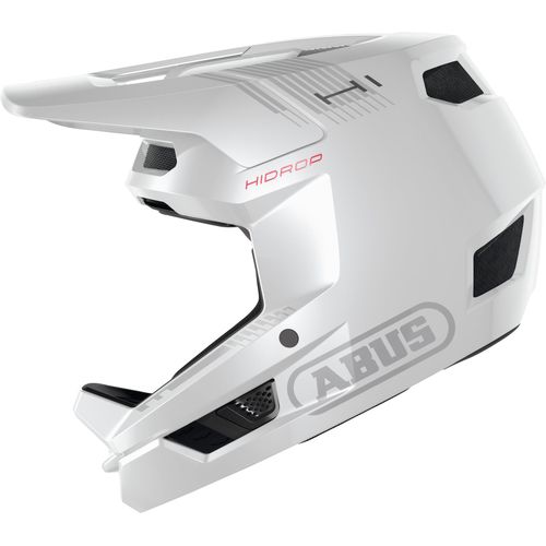 ABUS Downhill Helm HiDrop – ASTM-er Fullface Helm mit ABS-Außenschale für MTB: Downhill, Enduro und Bikepark – für Erwachsene und Jugendliche – Weiß, Größe L (59-60 cm)