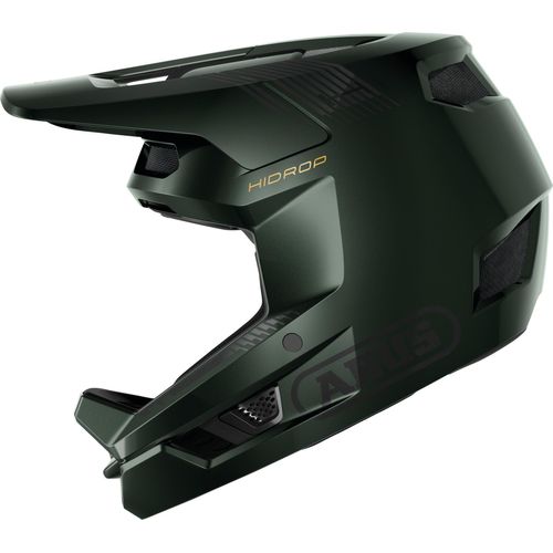 ABUS Downhill Helm HiDrop – ASTM-er Fullface Helm mit ABS-Außenschale für MTB: Downhill, Enduro und Bikepark – für Erwachsene und Jugendliche – Grün, Größe S (55-56 cm)
