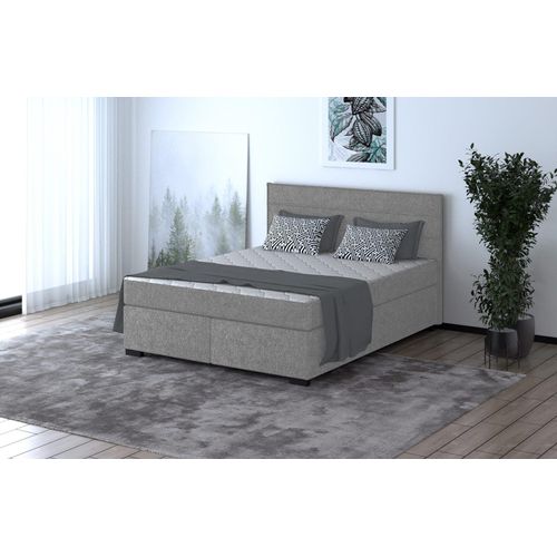 Boxspringbett - MAURO 160x200cm Bett mit Stauraum Schlafzimmer Ehebett (Silver - Matana 01)