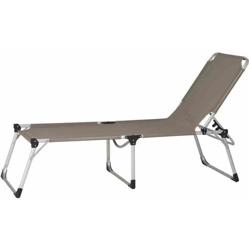 Gartenliege ></noscript>Alu-XXL< in silber, taupe - 209x86x69 (BxHxT)