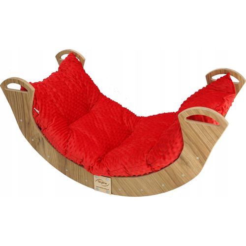 Skyline Kletterbogen Klettergerüste Kletterdreieck Baby Kletterwippe Holzbogen für Kinder Montessori Klappbar Eichenimitat, mod.C,85x43x42cm, Rot