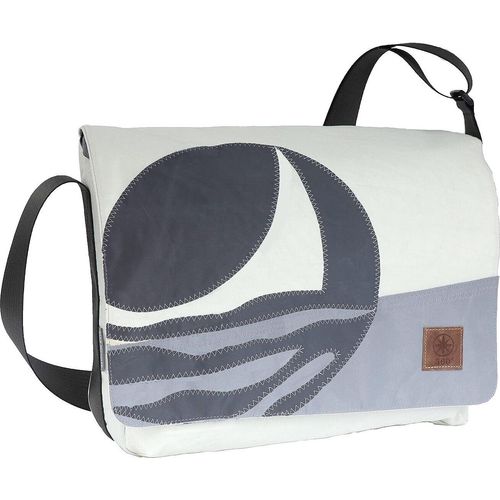 Laptoptasche Schultertasche Barkasse Weiß Dunkelgrau, Recycling Segeltuch