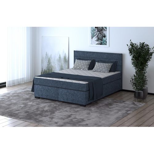 Boxspringbett - MAURO 160x200cm Bett mit Stauraum Schlafzimmer Ehebett (Blue- Matana 12)