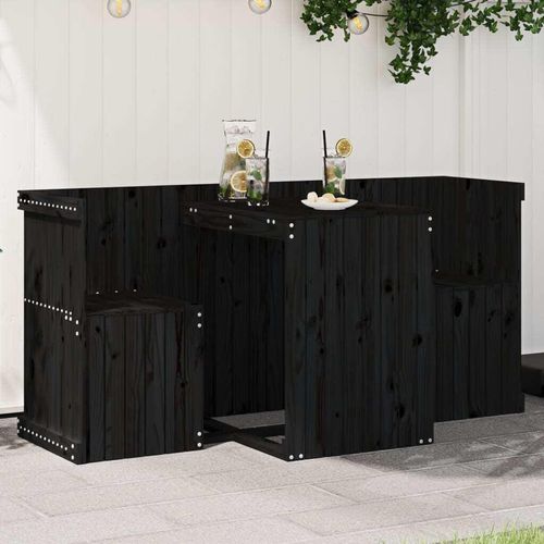 Balkonmöbel-Set 2-Sitzer Schwarz Massivholz Kiefer , Gartenmöbel-Sets 2024 Neu