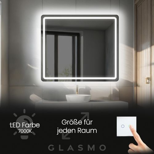Spiegel mit Beleuchtung 140x50 cm Siena - Horizontal Abgerundet Badezimmerspiegel mit LED Beleuchtung - Kaltweiß 7000K - LED Badspiegel Lichtspiegel