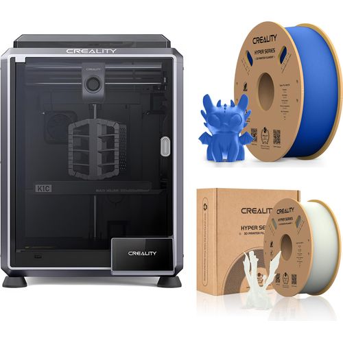 Creality K1C 3D Drucker, mit 2kg Creality Hyper PLA Filament--(Weiß+Blau)