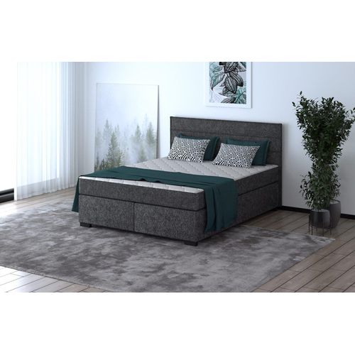 Boxspringbett - MAURO 160x200cm Bett mit Stauraum Schlafzimmer Ehebett (Dark Grey - Matana 05)