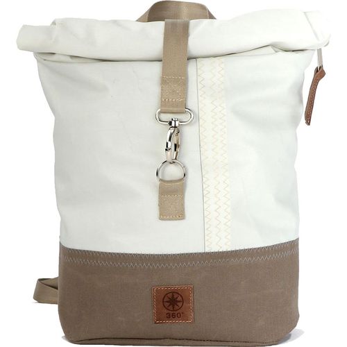 Rucksack Möwe recyceltes Segeltuch Weiß-Persenning, taupe beige