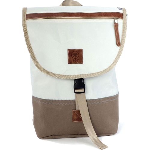 Rucksack Landgang Mini Weiss Persenning taupe beige, recyceltes Segeltuch