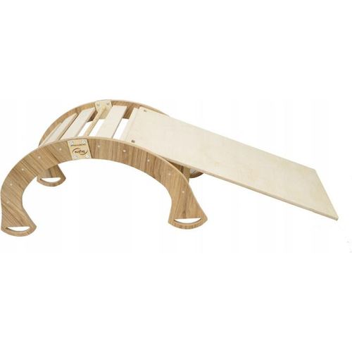 Skyline Kletterbogen Klettergerüste Kletterdreieck Baby Kletterwippe Holzbogen für Kinder Montessori Klappbar Rutsche, mod.C, 98x46x49cm, Eichenimitat