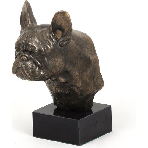 Französische Bulldogge II - Hundestatue, Büste auf Steinsockel, Skulptur, Trophäe für Hundeausstellung der Marke Art-Dog