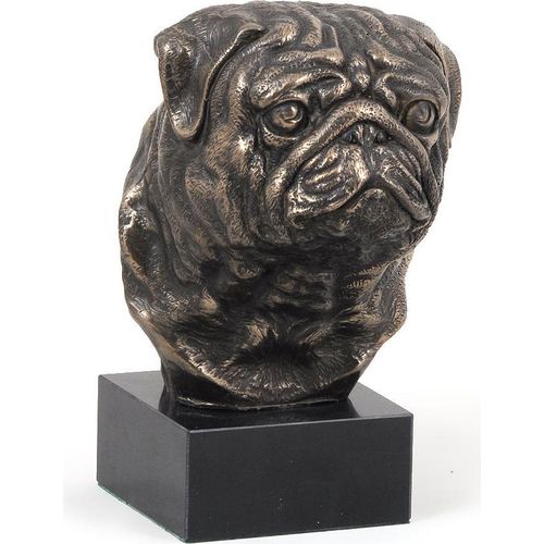 Mops, Pug, Carlin, Carlino, Doguillo - Hundestatue, Büste auf Steinsockel, Skulptur, Trophäe für Hundeausstellung der Marke Art-Dog