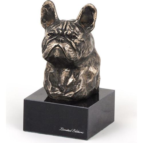 Französische Bulldogge I - Hundestatue, Büste auf Steinsockel, Skulptur, Trophäe für Hundeausstellung der Marke Art-Dog