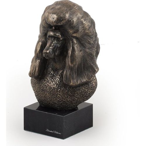 Pudel - Hundestatue, Büste auf Steinsockel, Skulptur, Trophäe für Hundeausstellung der Marke Art-Dog
