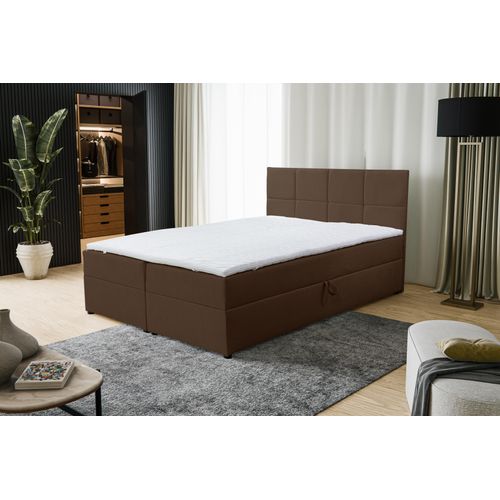 VENASI BETTY Boxspringbett 140x200 mit Bettkästen H2/H3 Matratze BRAUN
