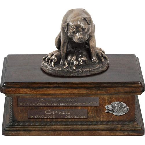 Rottweiler III urne in Hundeasche, personalisierte Urne mit Statue, Holzurne mit Hund von Art-Dog