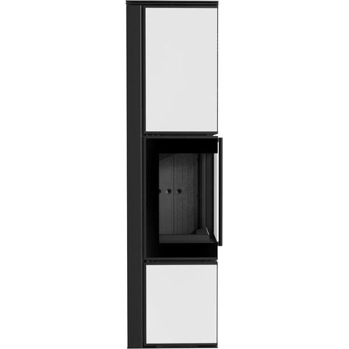 Kaminofen aus Stahl KRATKI TORA/L 8 kW Ø 150 Weißes Glaspaneel schwarz Verkleidung mit Türfeder