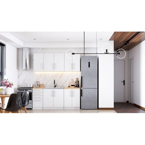 Küche Küchenzeile Küchenblock Hängeschränke Spülenschrank Anrichte mit Schubladen 180cm Weiss+Eiche Craft Gold - Inez