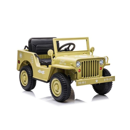 Kinder Elektroauto Jeep 4x4 ALLRAD Khaki LED+Audio+FB