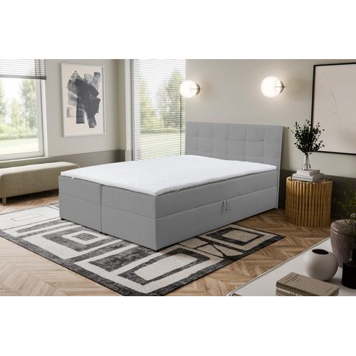 VENASI JESSA Boxspringbett 140x200 mit Bettkasten H2/H3 Matratze GRAU