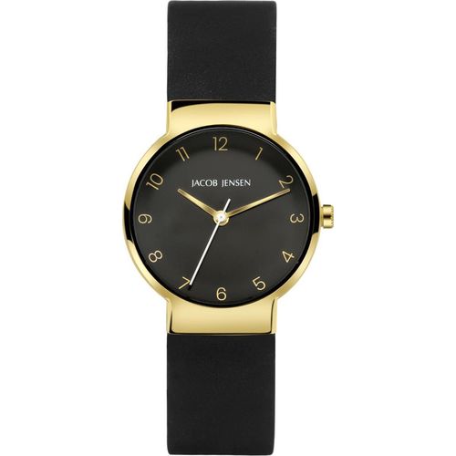 Jacob Jensen 32195 Damen Uhr, Titan Gold plattiert, Silikon Schwarz