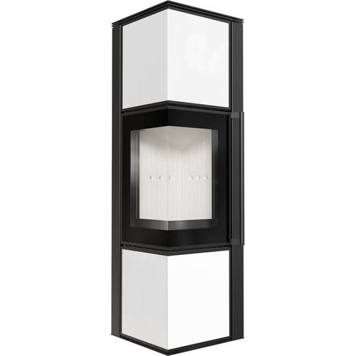 Kaminofen aus Stahl KRATKI TORA/M 8 kW Ø 150 Weißes Glaspaneel mit Türfeder