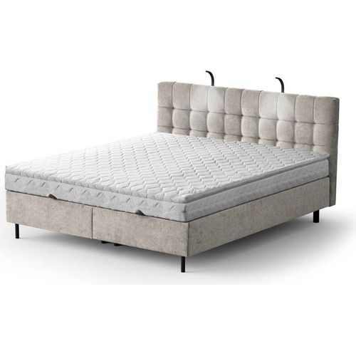 Boxspringbett - MUNA 140x200cm Bett mit Stauraum Schlafzimmer Ehebett (Beige - Aston 02)