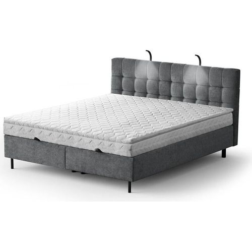 Boxspringbett - MUNA 140x200cm Bett mit Stauraum Schlafzimmer Ehebett (Antracite - Aston 17)