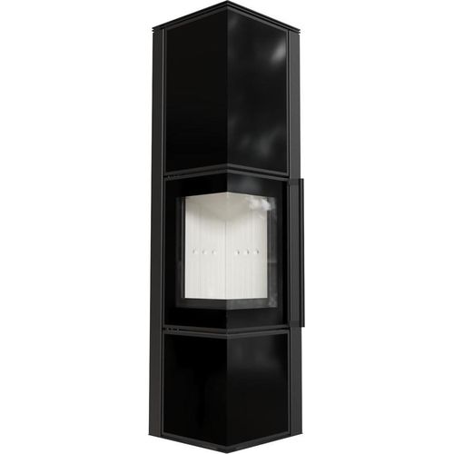 Kaminofen aus Stahl KRATKI TORA/L 8 kW Ø 150 Schwarzes Glaspaneel mit Türfeder