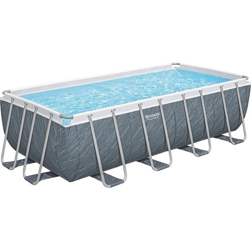 Power Steel™ Solo Pool ohne Zubehör 488 x 244 x 122 cm, Marmor-Optik (Schiefergrau), eckig