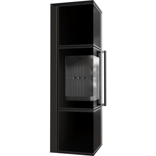 Kaminofen aus Stahl KRATKI TORA/M 8 kW Ø 150 Schwarzes Glaspaneel schwarz Verkleidung mit Türfeder
