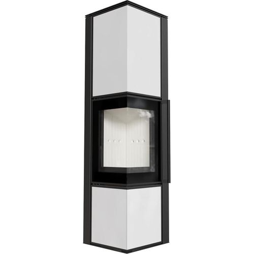 Kaminofen aus Stahl KRATKI TORA/L 8 kW Ø 150 Weißes Glaspaneel mit Türfeder