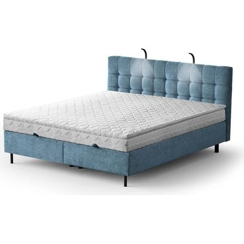 Boxspringbett - MUNA 160x200cm Bett mit Stauraum Schlafzimmer Ehebett (Blue - Aston 12)