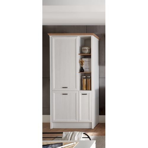 JASMIN Moderner Einbauschrank für Kühlschrank in Pinie hell, Artisan Eiche Optik - Geräumiger Hochschrank Küchenschrank mit viel Stauraum - 104 x 216,5 x 61 cm (B/H/T)