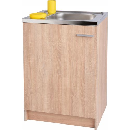 Stamar | Küchenschrank mit Spüle, Sonoma, Syfon 60 cm, Slim