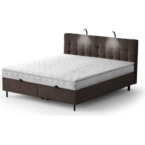 Boxspringbett - MUNA 180x200cm Bett mit Stauraum Schlafzimmer Ehebett (Brown - Aston 04)