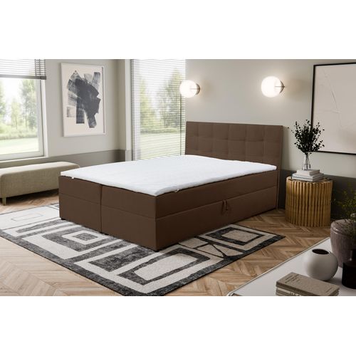 VENASI JESSA Boxspringbett 180x200 mit Bettkästen H2/H3 Matratze BRAUN